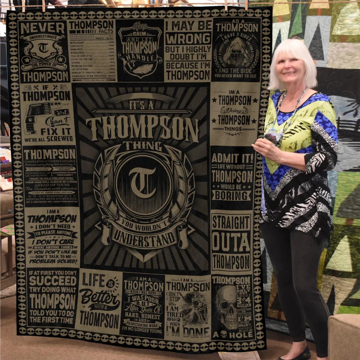 THOMPSON Personalized Blanket | Custom Name Cozy Throw Gift 13K1-BK3