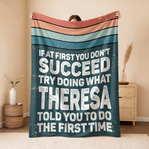 If At First You Don’t Succeed Retro Green Fleece Blanket THERESA 13K1 BK29