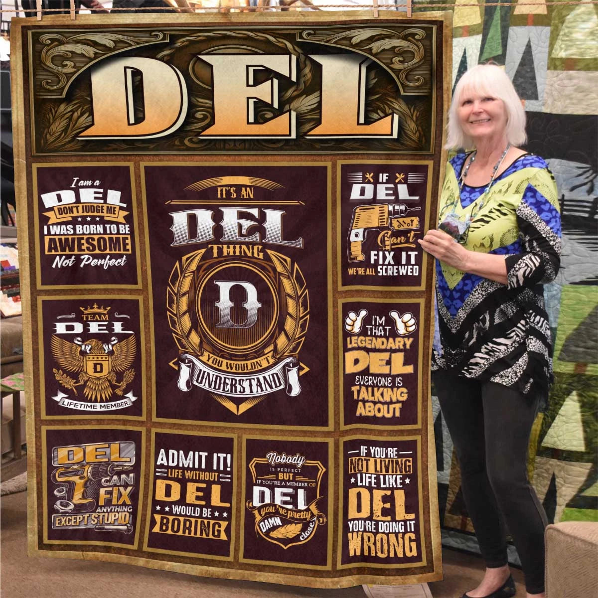 DEL Personalized Blanket | Custom Name Cozy Throw Gift 13K1-BK4