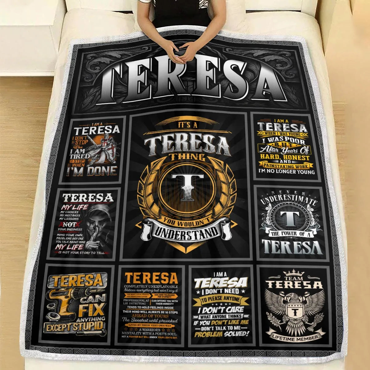 TERESA Personalized Blanket | Custom Name Cozy Throw Gift 13K1-BK2