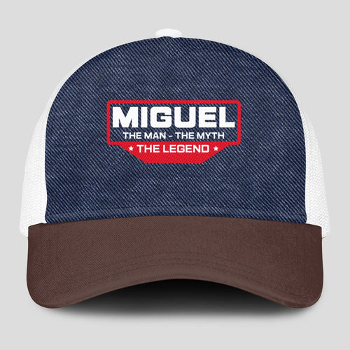 The Man The Myth The Legend Navy Brown And White Mesh Cap MIGUEL 13K1 C200PF