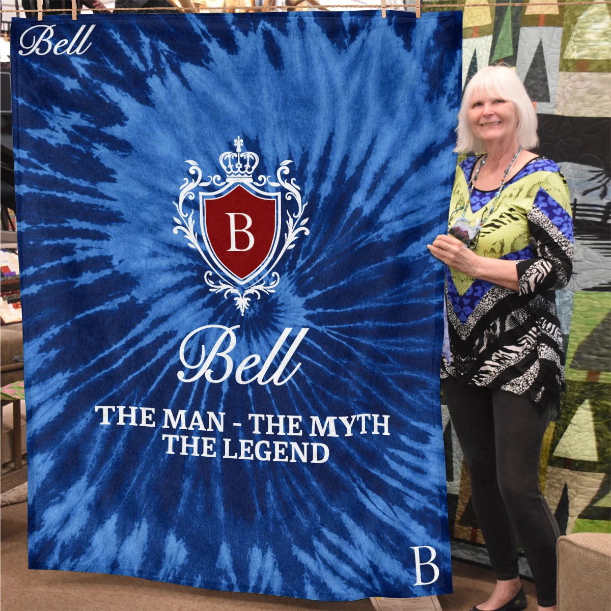 The Man The Myth The Legend Blue Waves Fleece Blanket BELL 13K1 BK11
