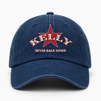 Never Back Down Western Blue Denim Cap KELLY 13K1 C61PF