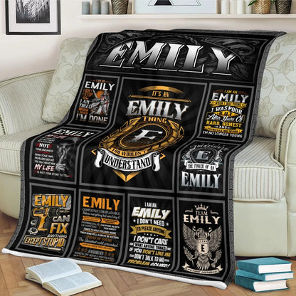 EMILY Personalized Blanket | Custom Name Cozy Throw Gift 13K1-BK2