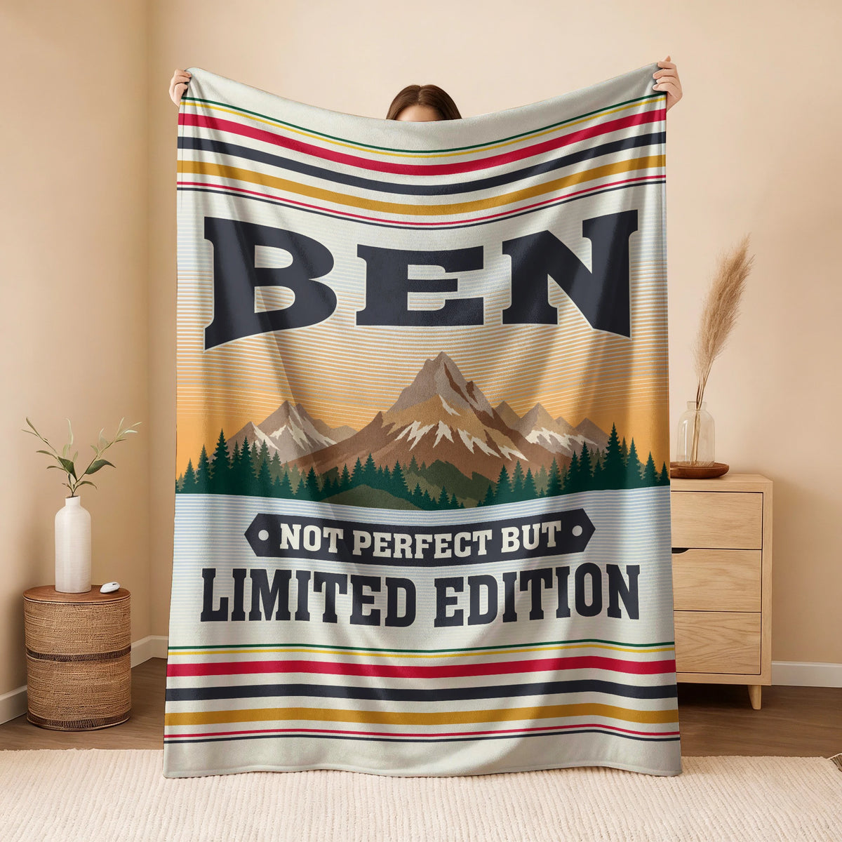 Not Perfect But Limited Edition Vintage Mountain Fleece Blanket BEN 13K1 BK45