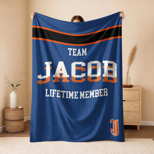 Team Your Name Lifetime Member Basketball Fleece Blanket JACOB 13K1 BK47