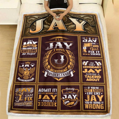 JAY Personalized Blanket | Custom Name Cozy Throw Gift 13K1-BK4