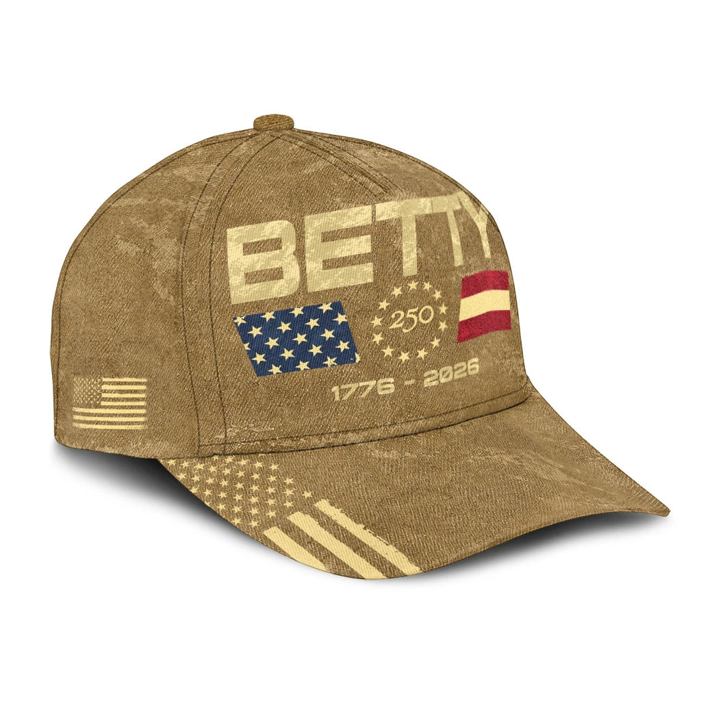 BETTY 13K1-C14PF 250th Anniversary Patriotic Baseball Cap 1776–2026