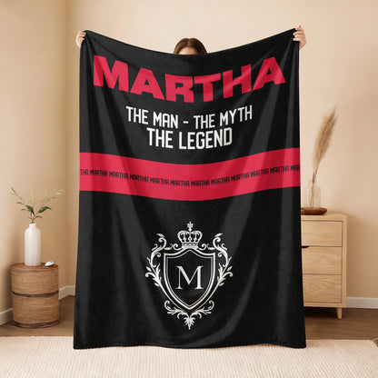 The Man The Myth The Legend Black Red Fleece Blanket MARTHA 13K1 BK14