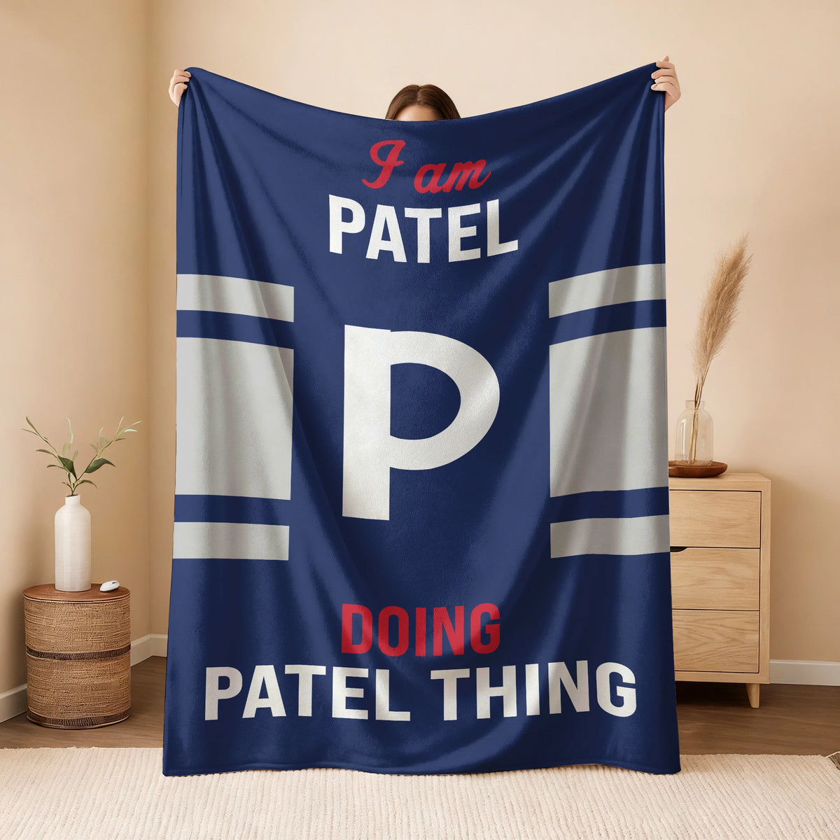 I'm Name Doing Name Things Navy Fleece Blanket PATEL 13K1 BK51