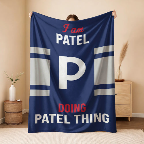 I'm Name Doing Name Things Navy Fleece Blanket PATEL 13K1 BK51