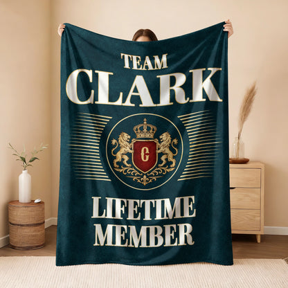 Team Your Name Lifetime Member Sage Green Fleece Blanket CLARK 13K1 BK42