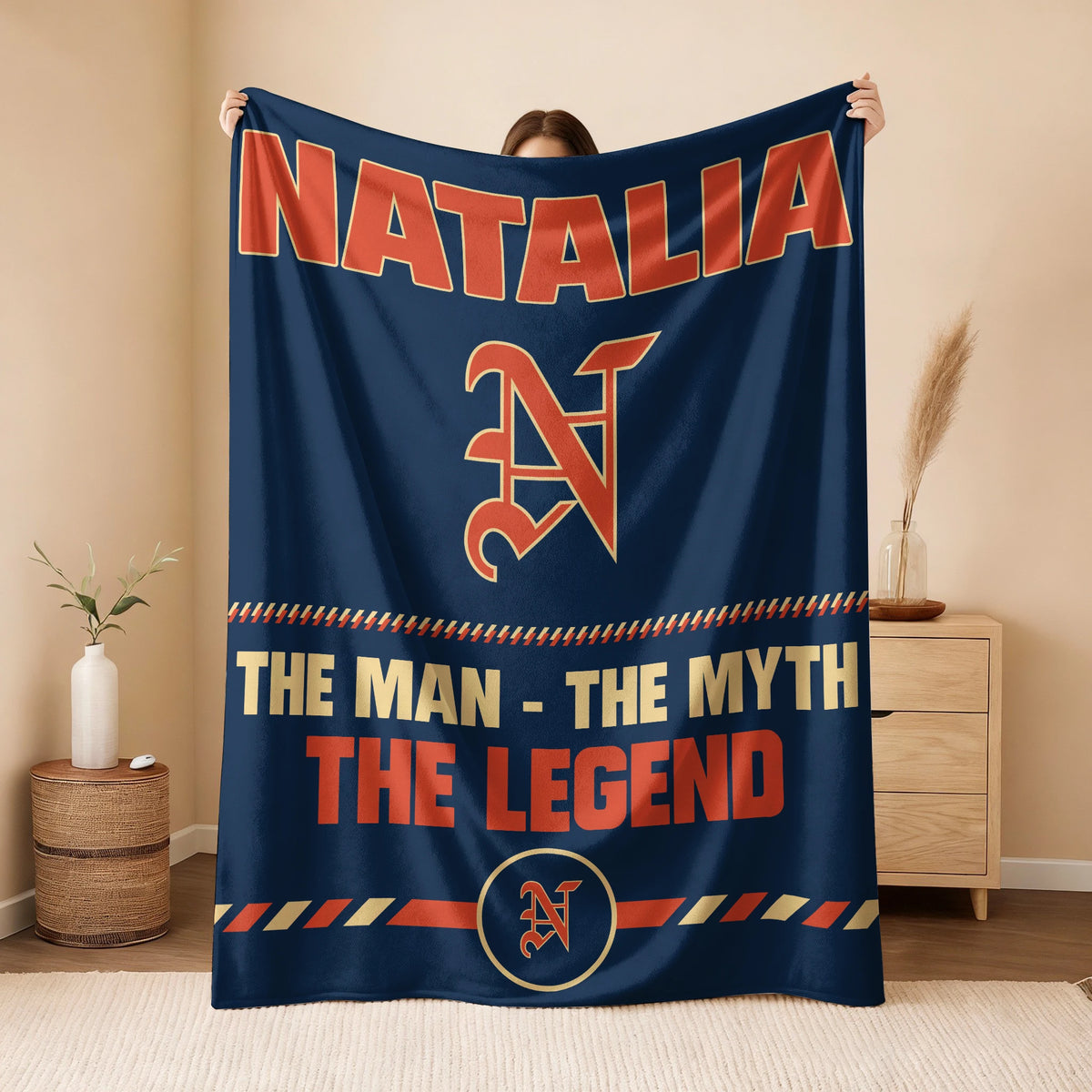 The Man The Myth The Legend Retro Fleece Blanket NATALIA 13K1 BK53