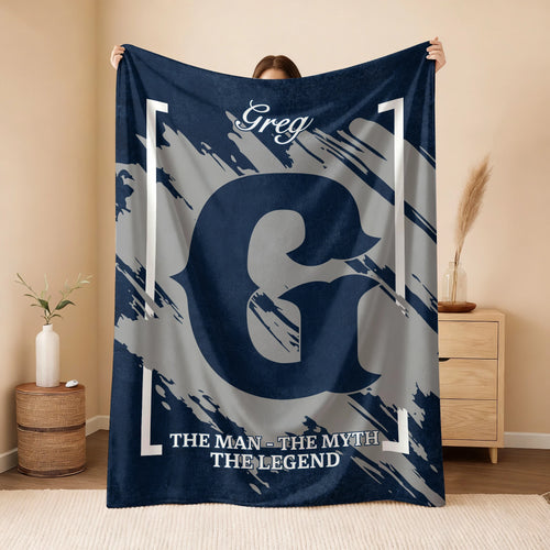The Man The Myth The Legend Navy Baseball Fleece Blanket GREG 13K1 BK17