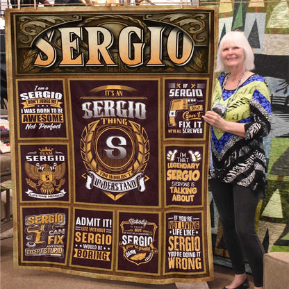 SERGIO Personalized Blanket | Custom Name Cozy Throw Gift 13K1-BK4