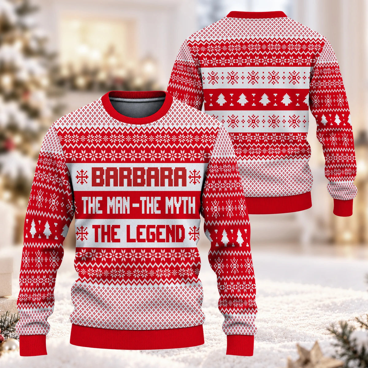 The Man The Myth The Legend Red Christmas Ugly Sweater BARBARA 13K1 UG04