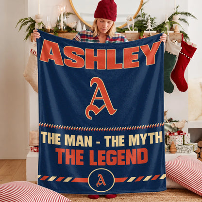 The Man The Myth The Legend Retro Fleece Blanket ASHLEY 13K1 BK53