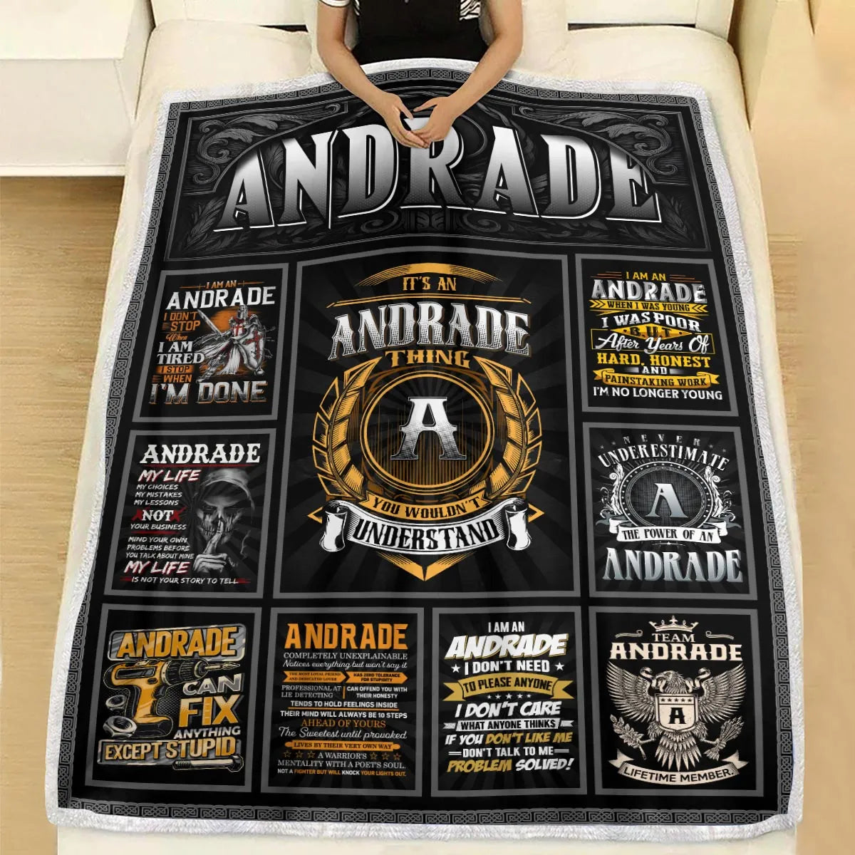 ANDRADE Personalized Blanket | Custom Name Cozy Throw Gift 13K2-BK2