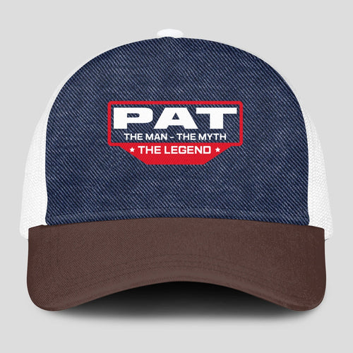 The Man The Myth The Legend Navy Brown And White Mesh Cap PAT 13K1 C200PF