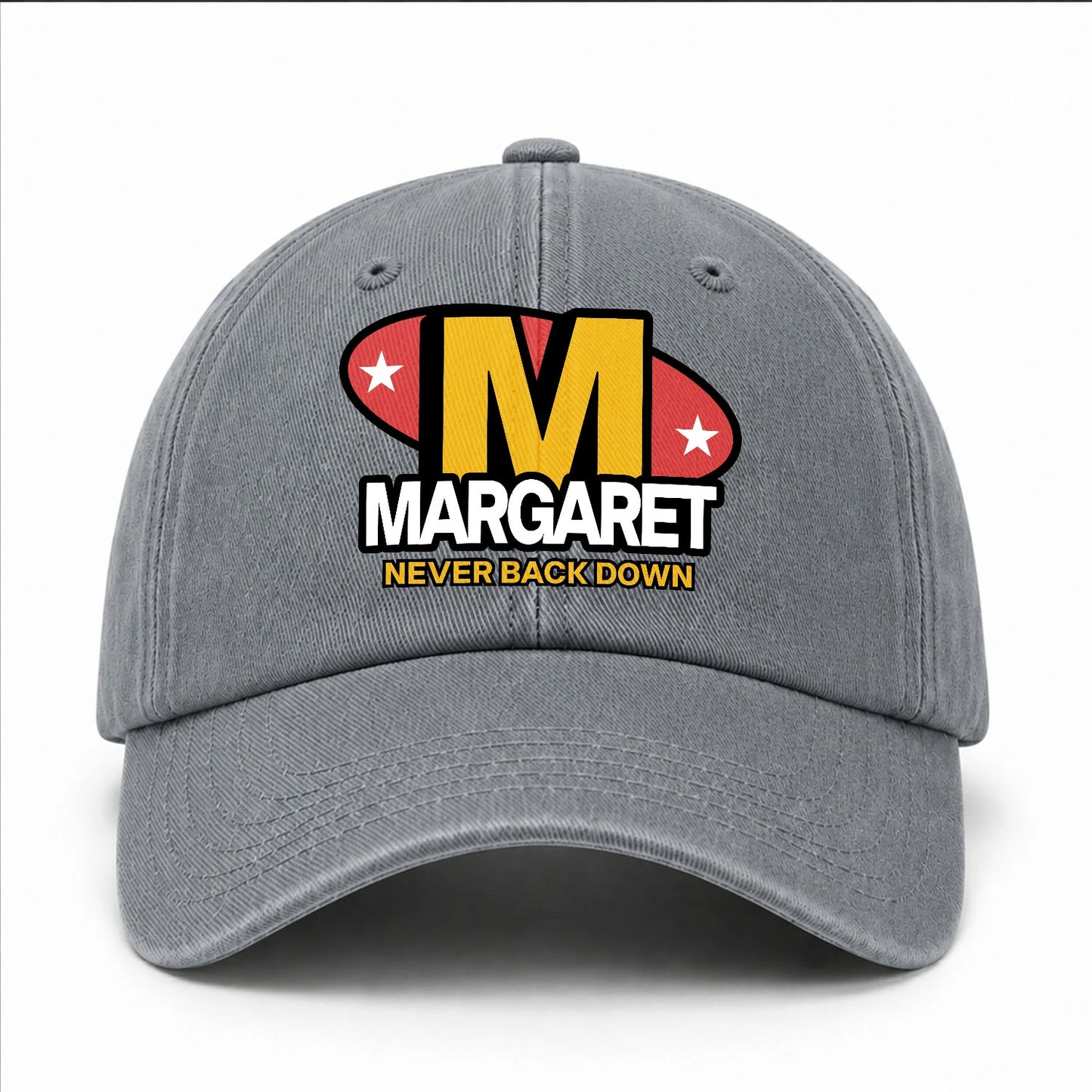 Never Back Down With Your Name And Initial Letter Washed Cap MARGARET 13K1 C82PF