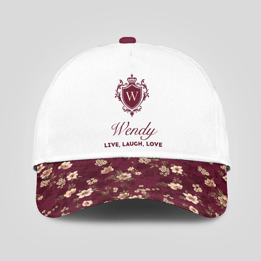 Live Laugh Love Floral Burgundy Cap WENDY 13K1 C112PF
