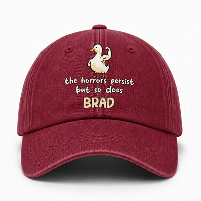 The Horrors Persist But So Does Your Name Funny Goose Burgundy Washed Cap BRAD 13K1 C126PF