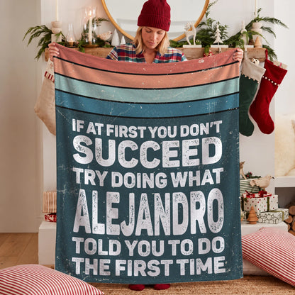 If At First You Don’t Succeed Retro Green Fleece Blanket ALEJANDRO 13K1 BK29