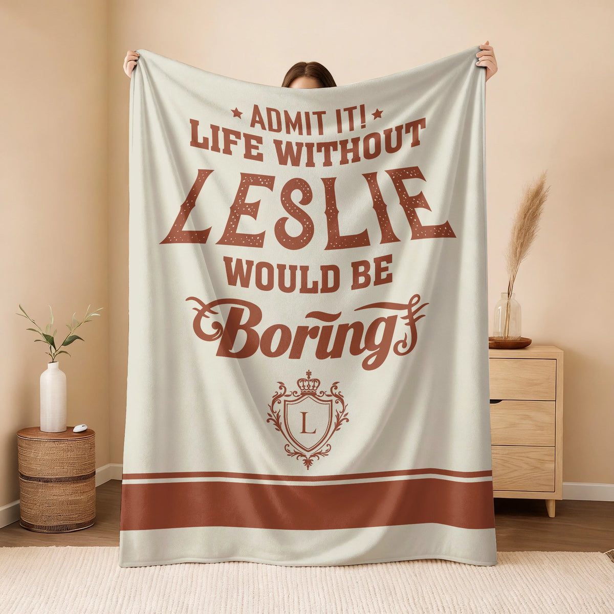 Life Without Your Name Would Be Boring Cream Terracotta Blanket LESLIE 13K1 BK24