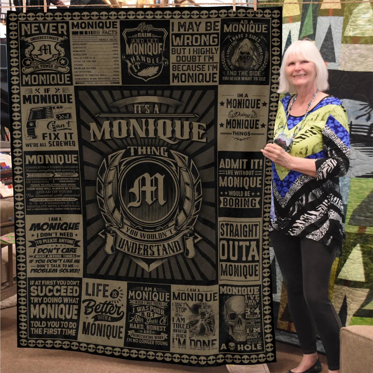 MONIQUE Personalized Blanket | Custom Name Cozy Throw Gift 13K1-BK3