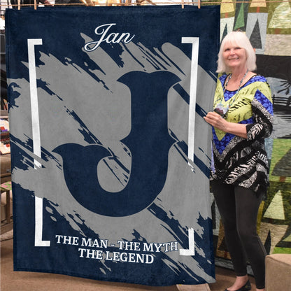 The Man The Myth The Legend Navy Baseball Fleece Blanket JAN 13K1 BK17
