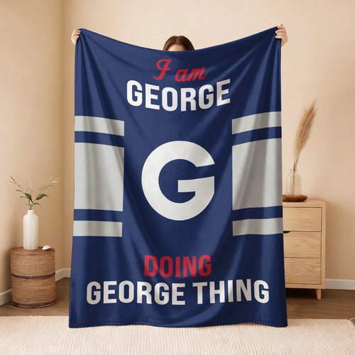 I'm Name Doing Name Things Navy Fleece Blanket GEORGE 13K1 BK51