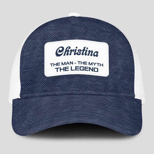 The Man The Myth The Legend Blue Denim Mesh Cap CHRISTINA 13K1 C194PF