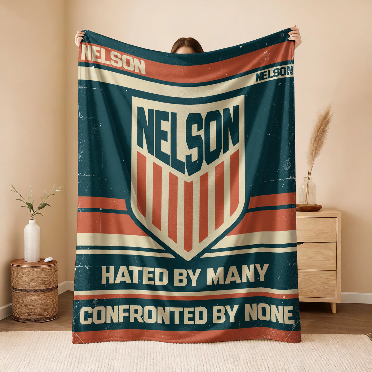 Hated By Many Confronted By None Retro Fleece Blanket NELSON 13K1 BK58