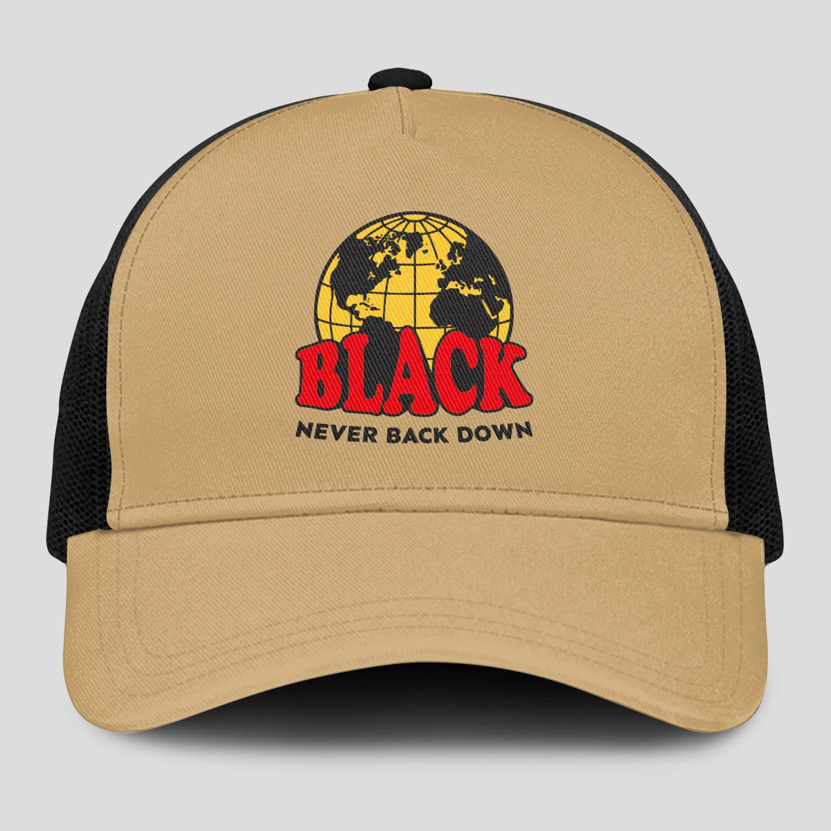 Never Back Down World Logo Khaki Mesh Cap BLACK 13K1 C212PF
