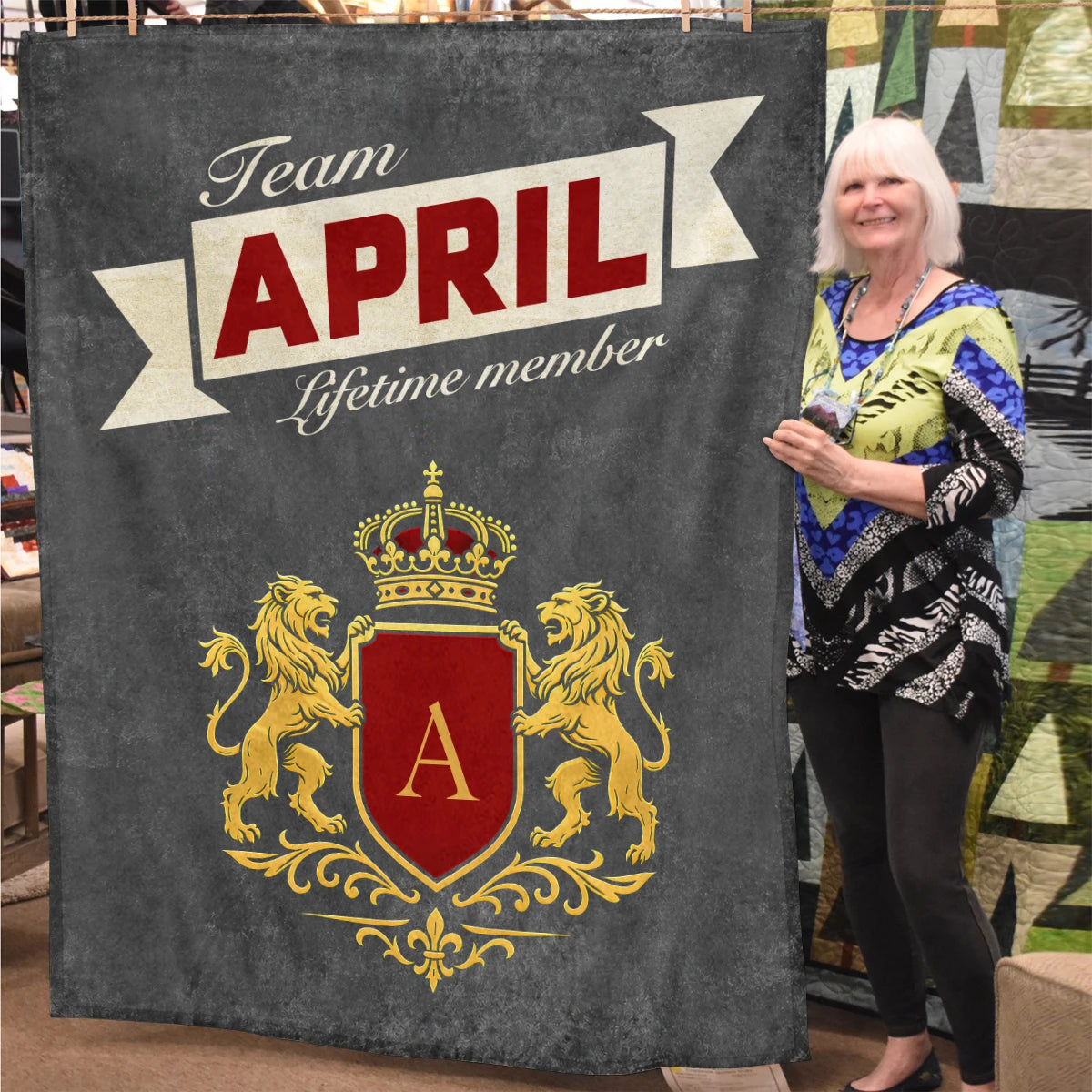 Team Your Name Lifetime Member Charcoal Blanket APRIL 13K1 BK20