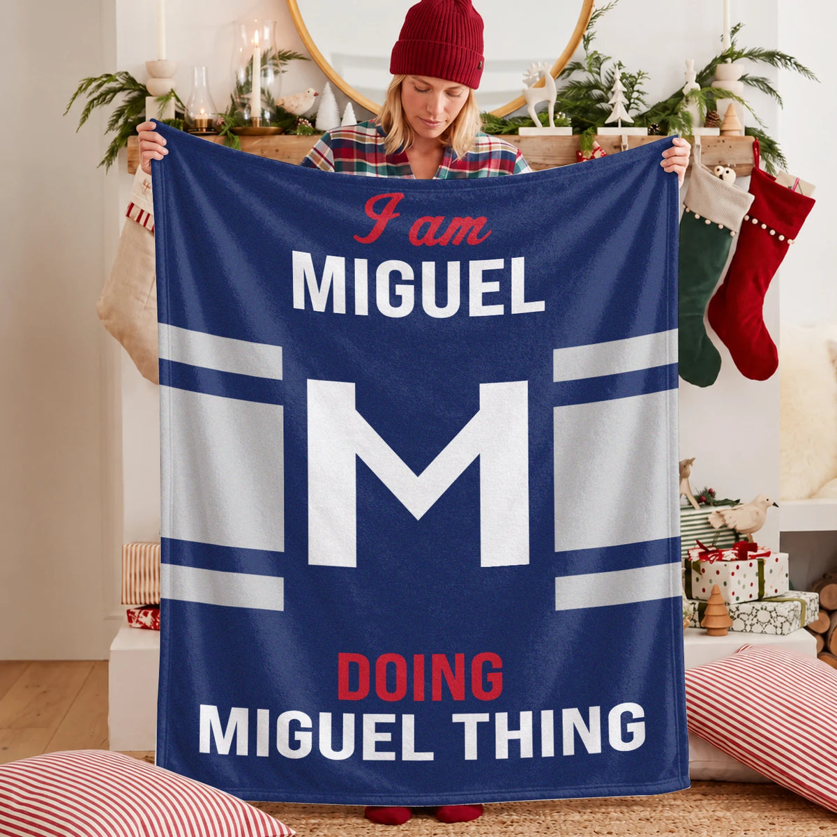 I'm Name Doing Name Things Navy Fleece Blanket MIGUEL 13K1 BK51