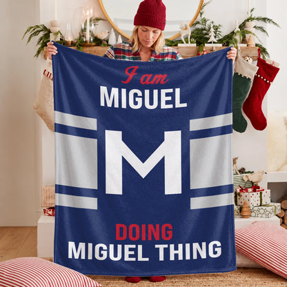 I'm Name Doing Name Things Navy Fleece Blanket MIGUEL 13K1 BK51