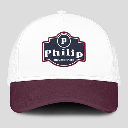 Trouble Maker Burgundy And White Funny Mesh Cap PHILIP 13K1 C201PF