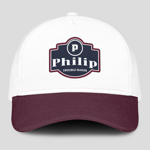 Trouble Maker Burgundy And White Funny Mesh Cap PHILIP 13K1 C201PF