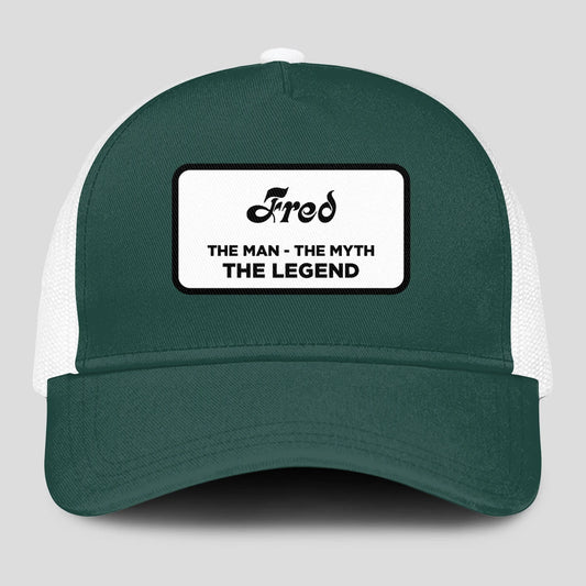 The Man The Myth The Legend Green And White Mesh Cap FRED 13K1 C198PF