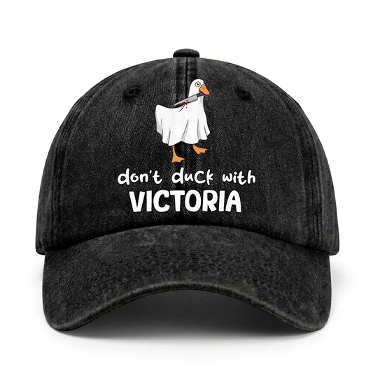 Don't Duck With Your Name Funny Washed Cap VICTORIA 13K1 C129PF