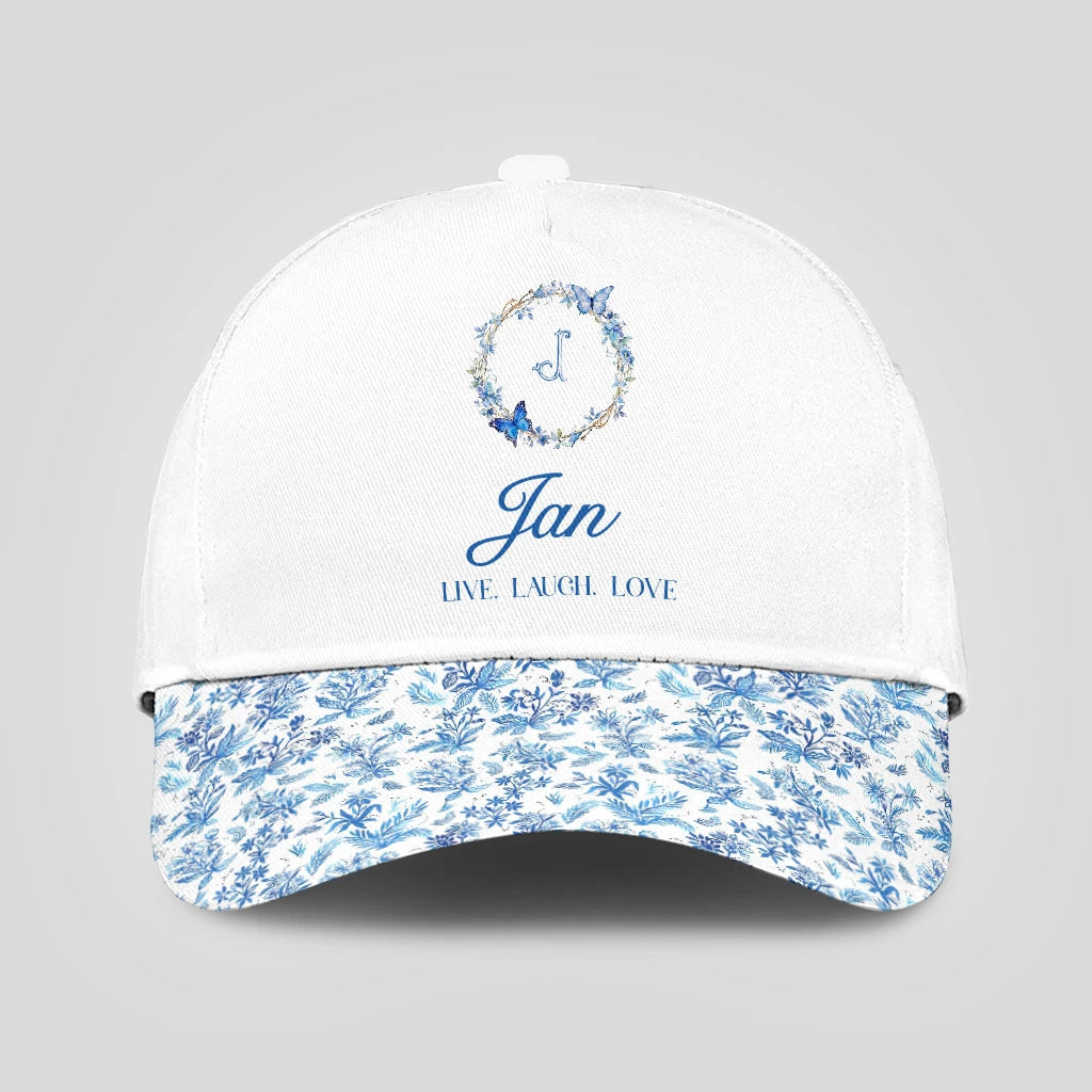 Live Laugh Love Blue Flowers Cap JAN 13K1 C50PF