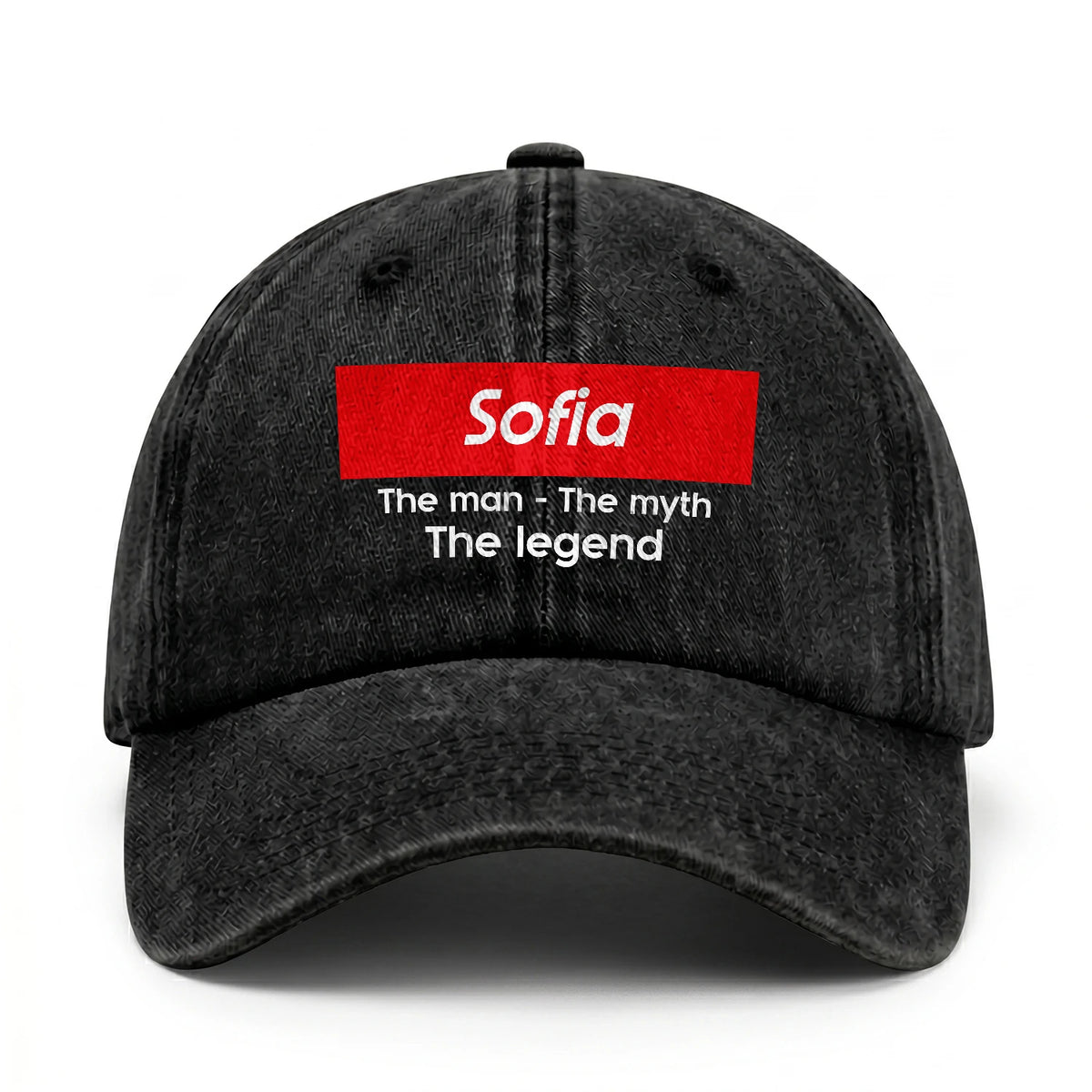 Your Name The Man The Myth The Legend Red Logo Washed Cap SOFIA 13K1 C130PF
