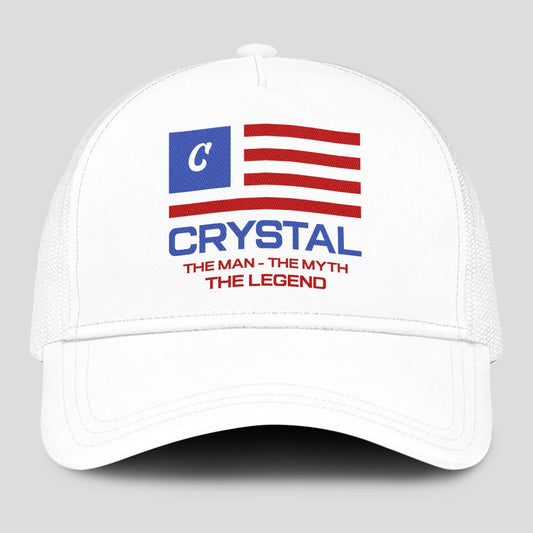 The Man The Myth The Legend America Flag Mesh Cap CRYSTAL 13K1 C193PF
