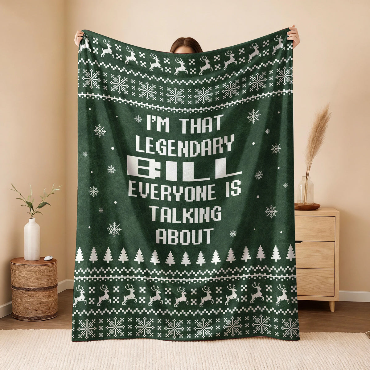 Legendary Your Name Funny Green Christmas Fleece Blanket BILL 13K1 BK43