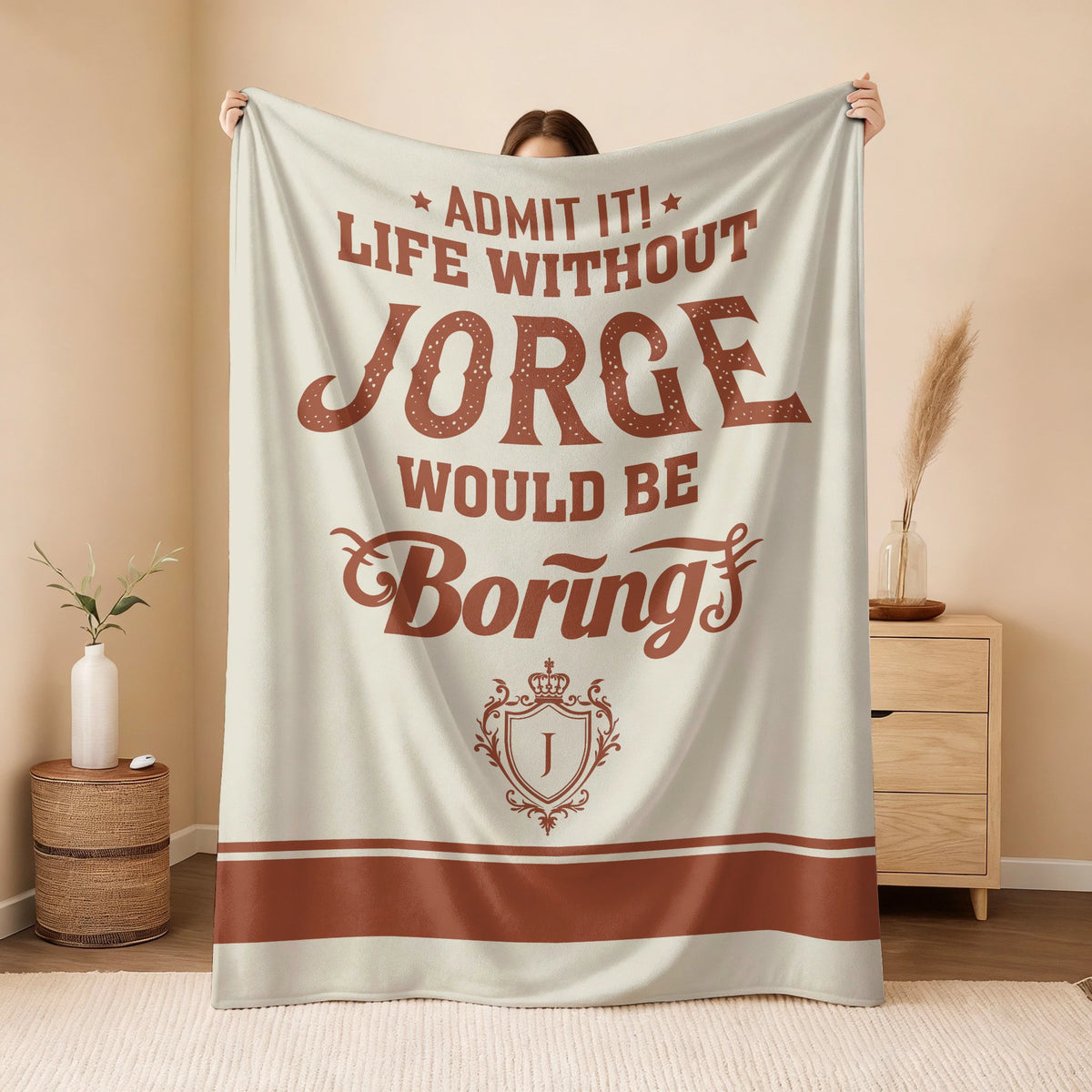 Life Without Your Name Would Be Boring Cream Terracotta Blanket JORGE 13K1 BK24