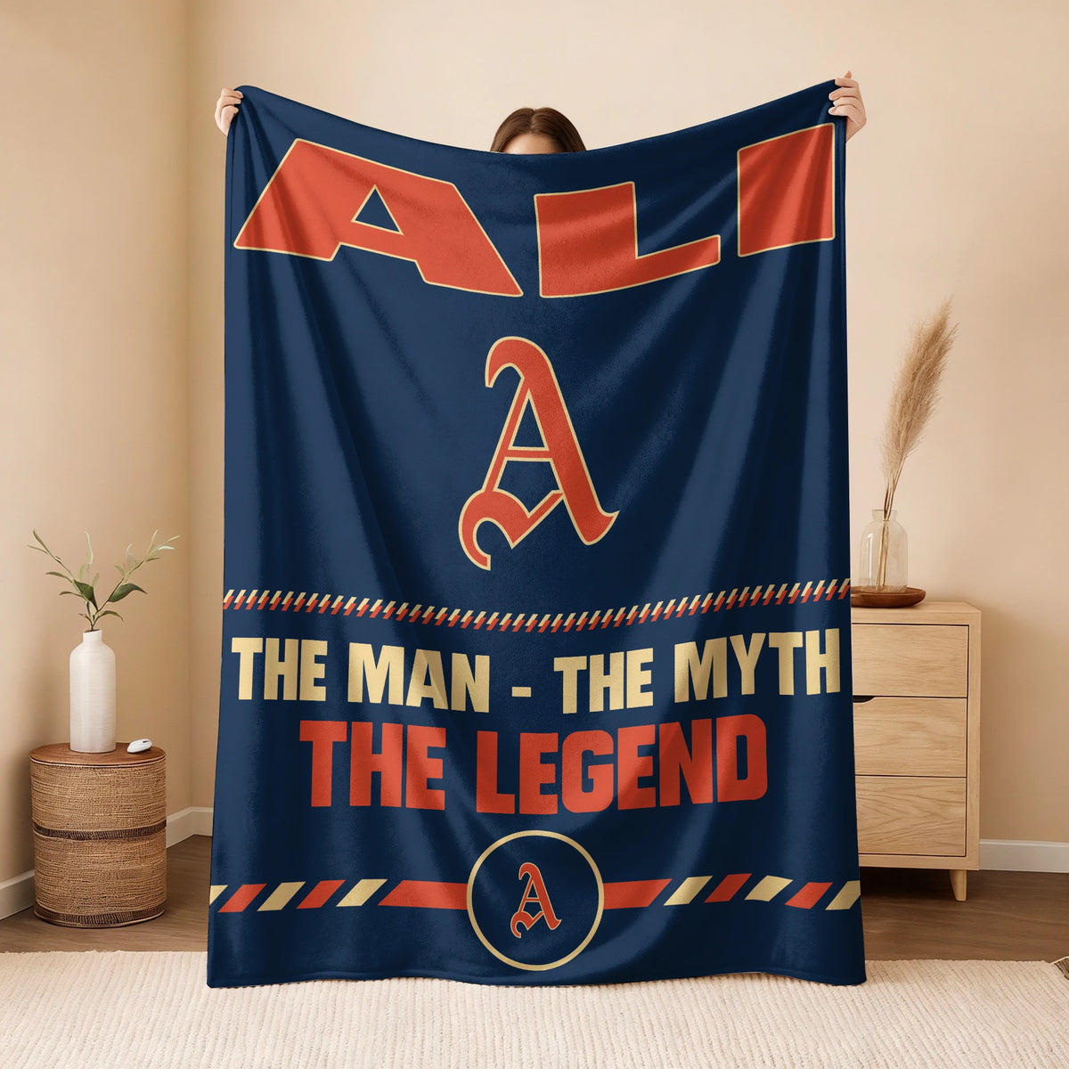 The Man The Myth The Legend Retro Fleece Blanket ALI 13K1 BK53