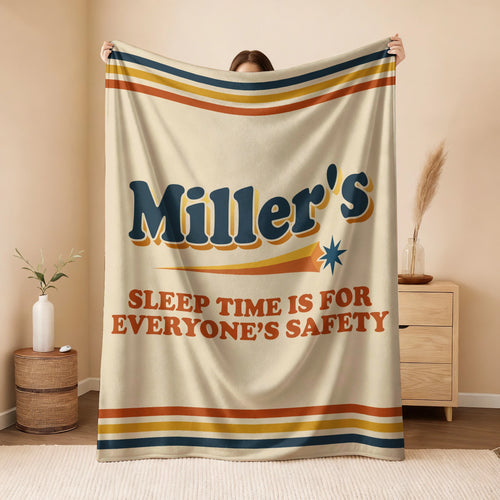 Your Name's Sleep Time Funny Retro Fleece Blanket MILLER 13K1 BK67