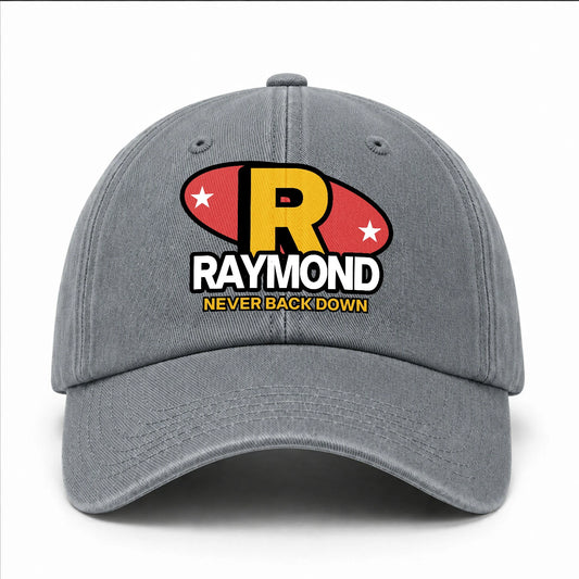 Never Back Down With Your Name And Initial Letter Washed Cap RAYMOND 13K1 C82PF