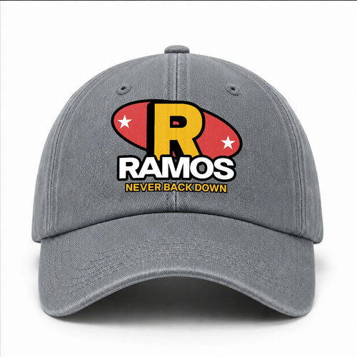 Never Back Down With Your Name And Initial Letter Washed Cap RAMOS 13K1 C82PF